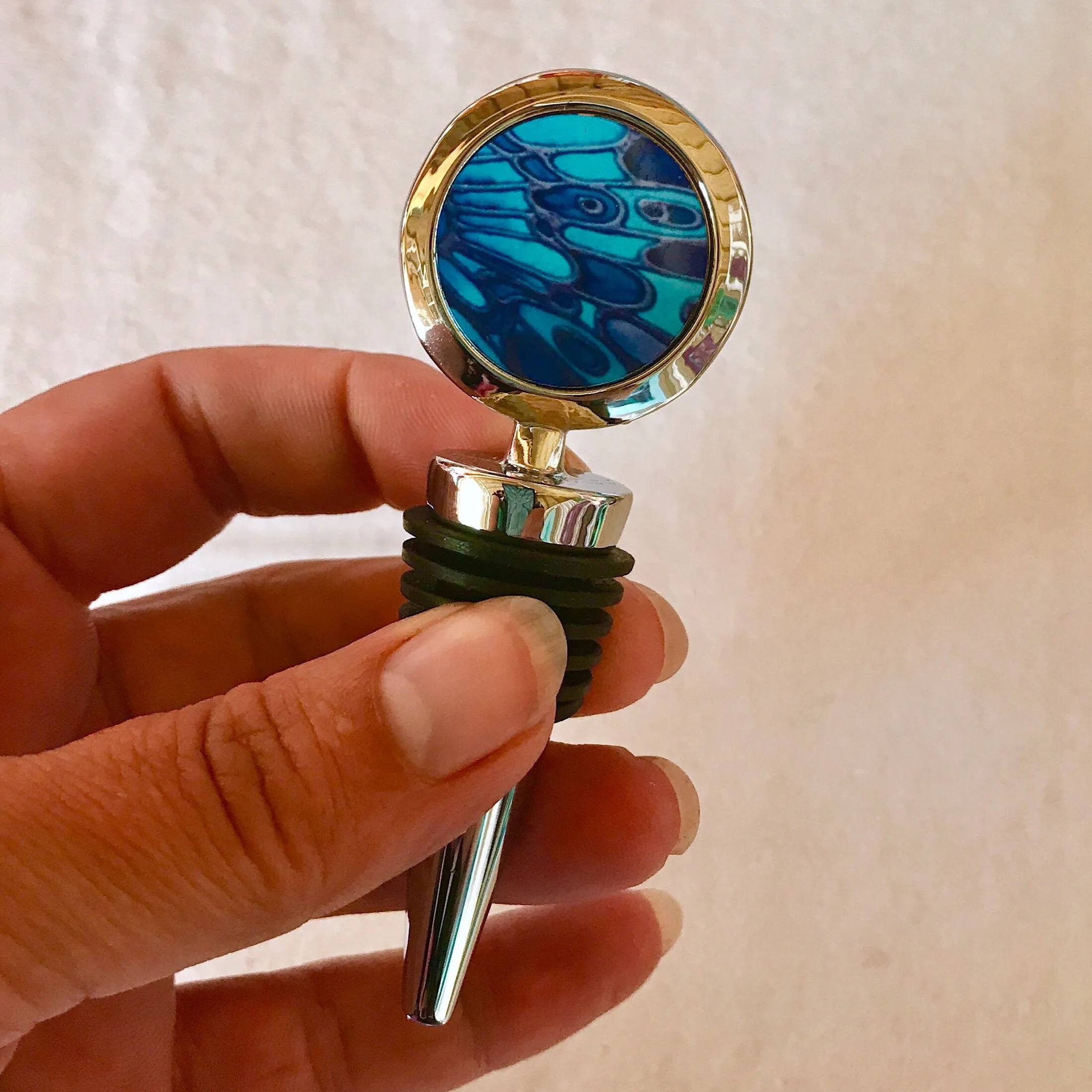 Elephant Family Bottle Stopper  - Bottle Bung Blue  - Nature Lovers Gift-Wine Lovers Gift