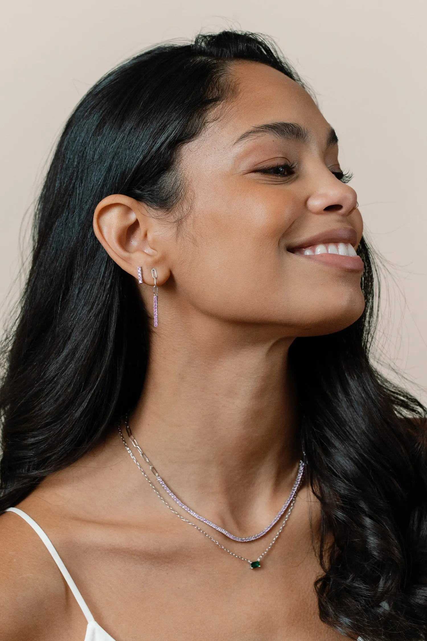 Elizabeth Pavé Paperclip Earrings