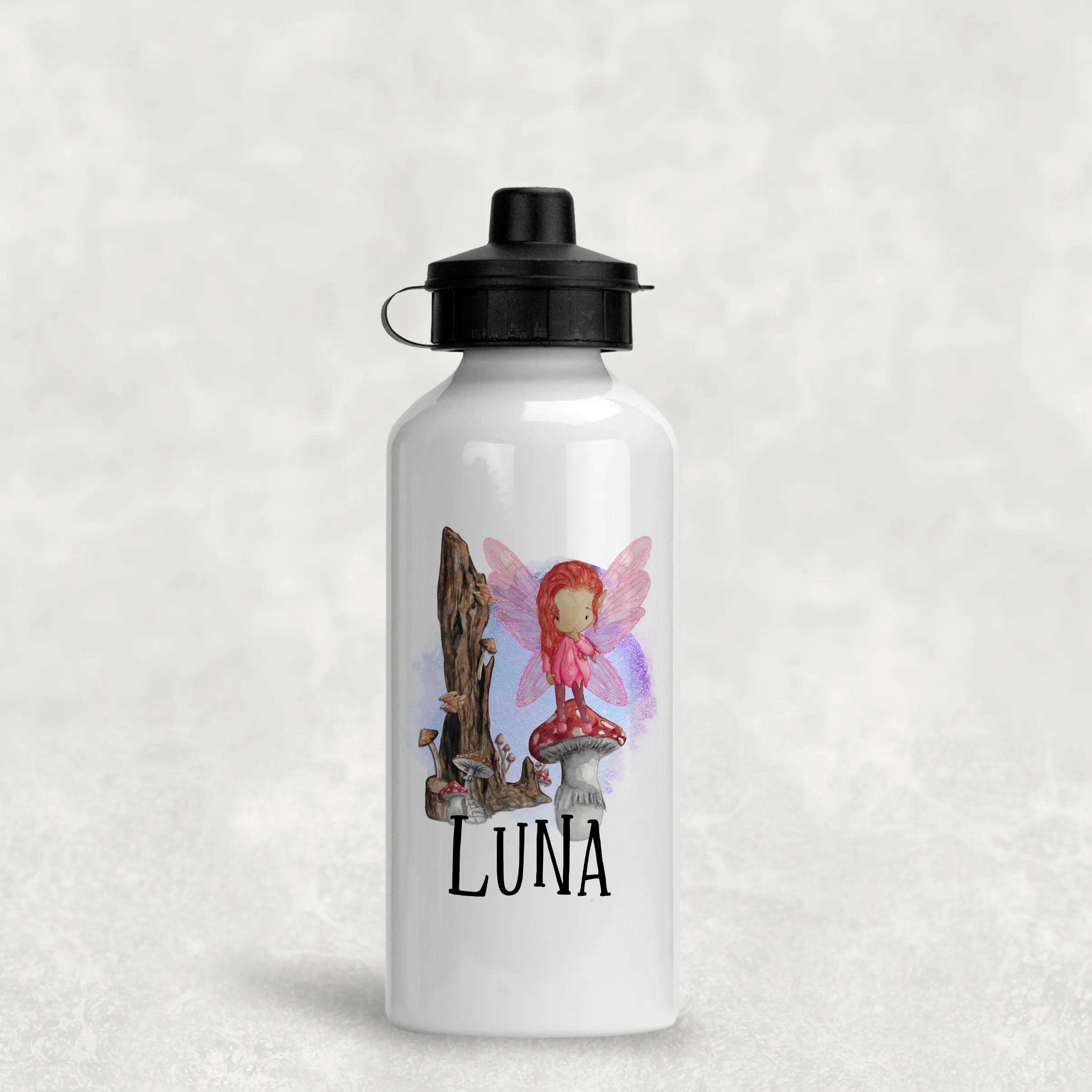 Fairy Toadstool Personalised Aluminium Water Bottle 400/600ml