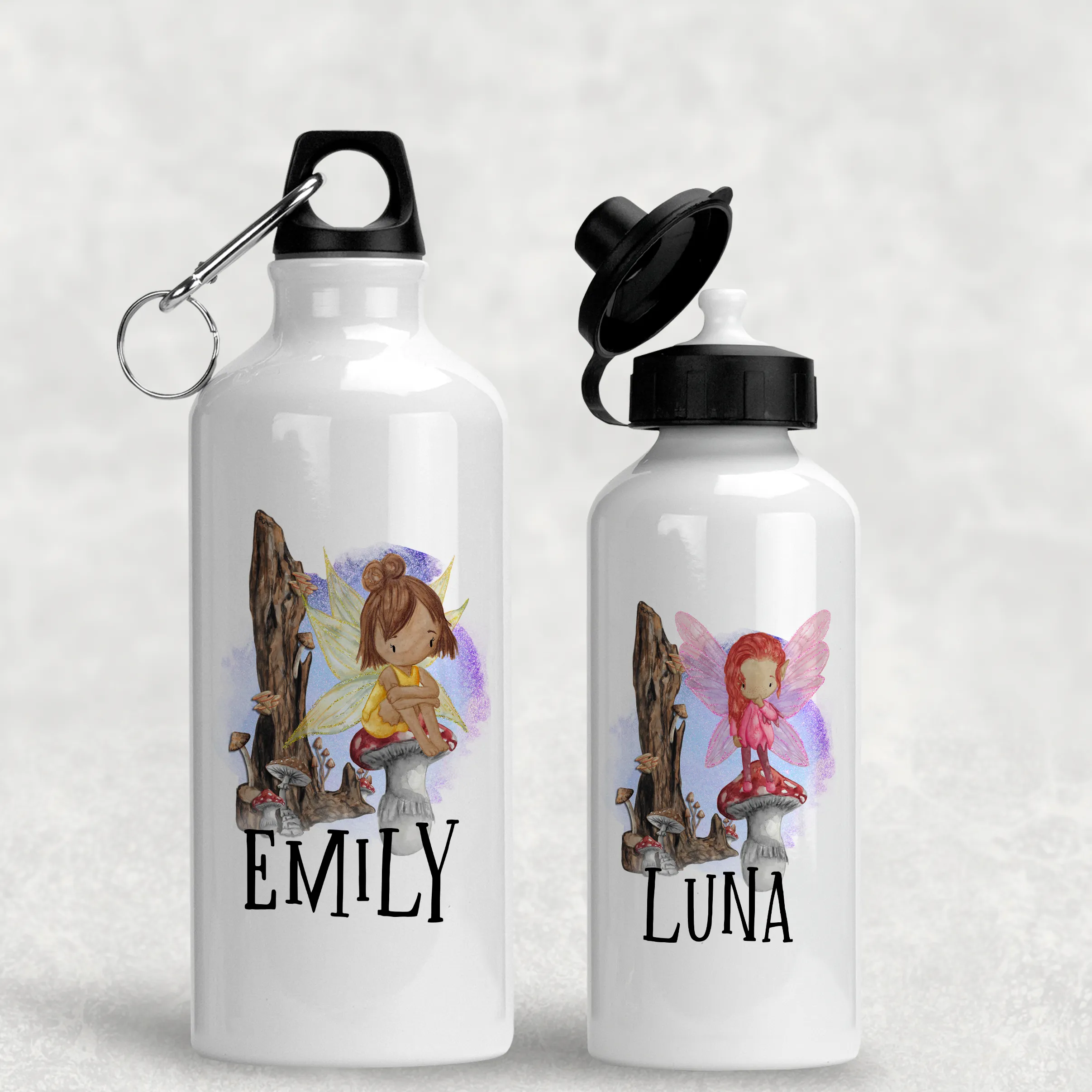 Fairy Toadstool Personalised Aluminium Water Bottle 400/600ml