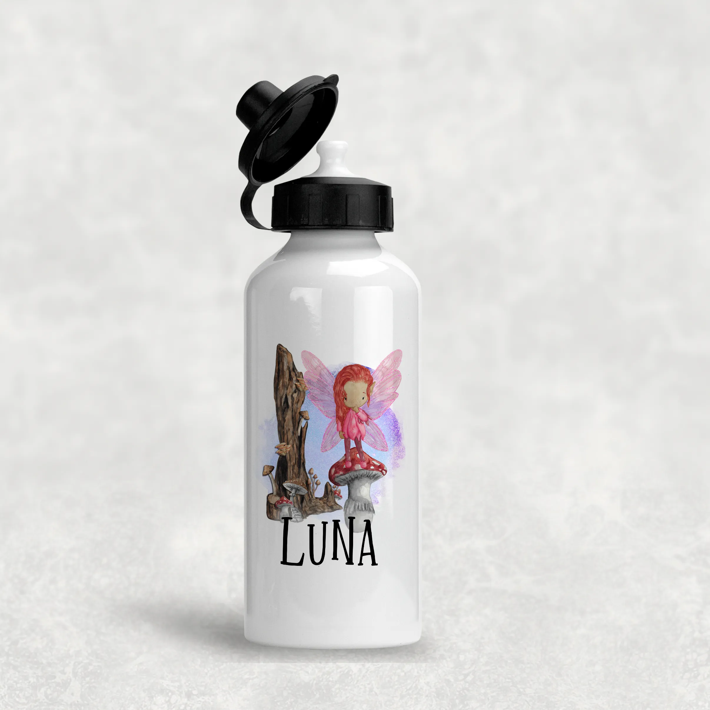 Fairy Toadstool Personalised Aluminium Water Bottle 400/600ml