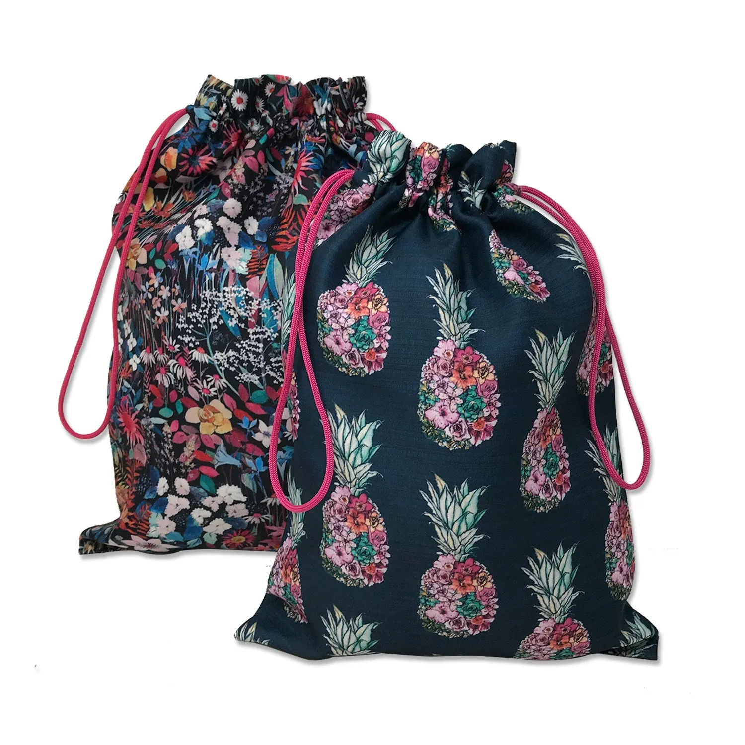 Floral Mosaic Drawstring Pouches