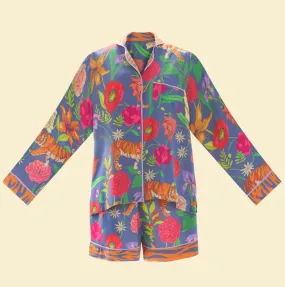 Floral Tiger Face in Indigo Pyjamas