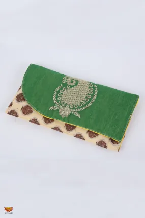 Girls half-white with Green Women’s Multipurpose Fabric Clutch