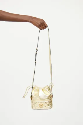 Gold Medusa Drawstring Bucket Bag