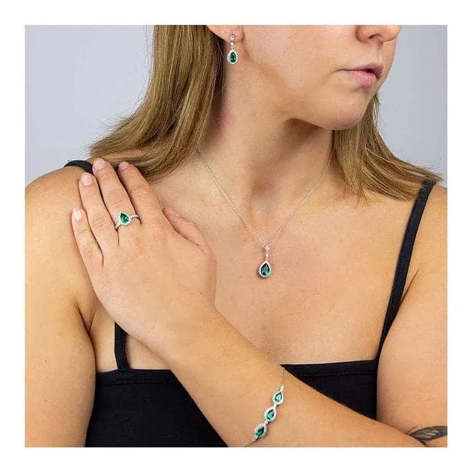 Green Teardrop Pave Surround Earrings E6053