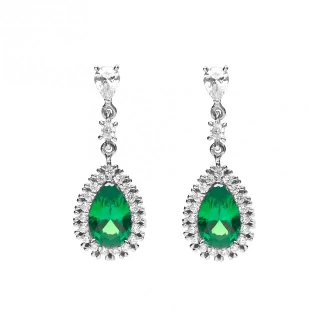 Green Teardrop Pave Surround Earrings E6053