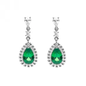 Green Teardrop Pave Surround Earrings E6053