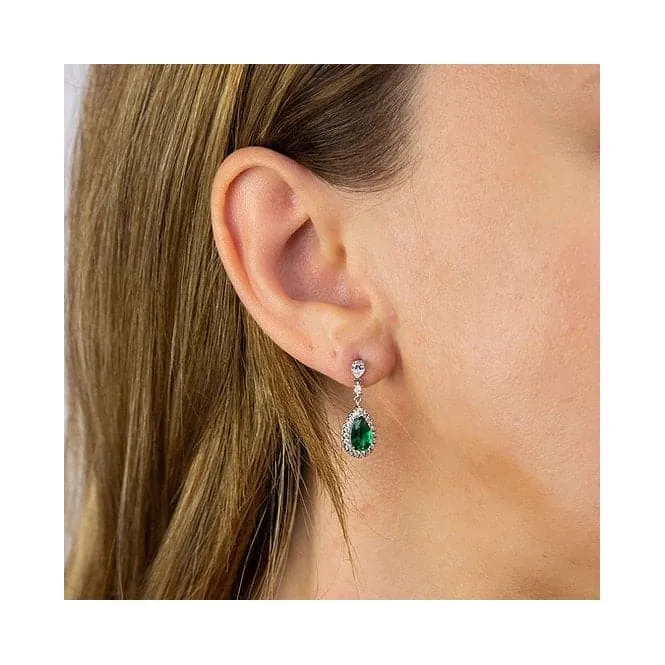 Green Teardrop Pave Surround Earrings E6053