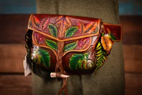Handcrafted Leather Fanny Pack - Fern & Leaf Design for Festivals
