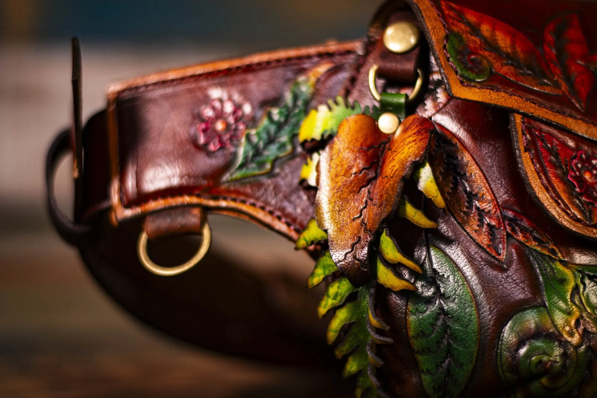 Handcrafted Leather Fanny Pack - Fern & Leaf Design for Festivals