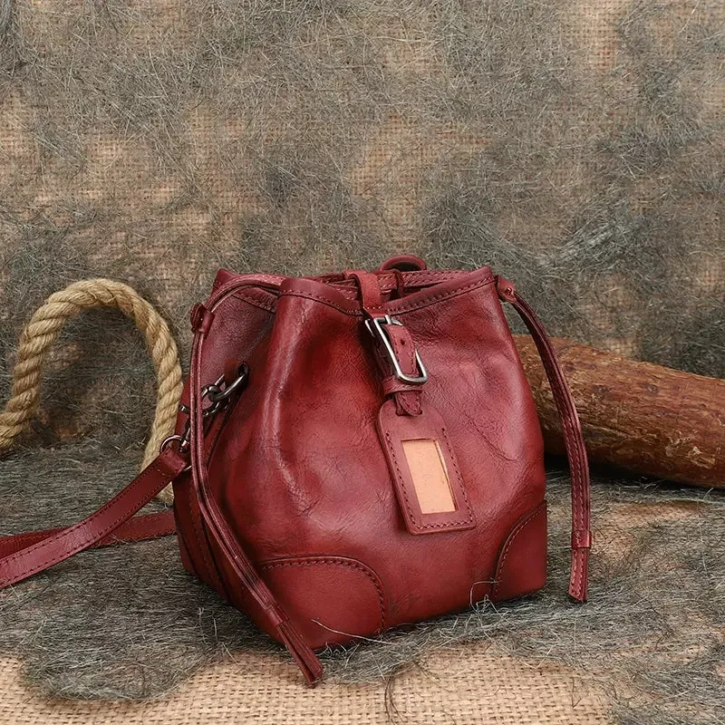 Ladies Shoulder Bucket Bag Leather Crossbody Bag For Women