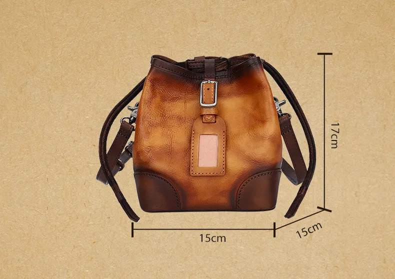 Ladies Shoulder Bucket Bag Leather Crossbody Bag For Women