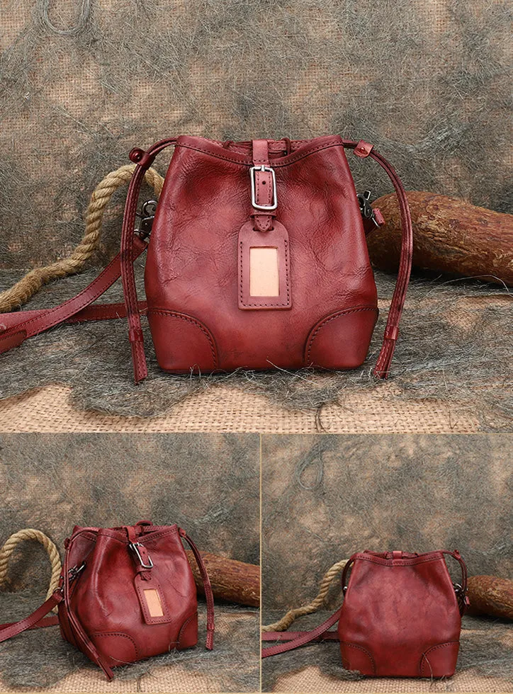 Ladies Shoulder Bucket Bag Leather Crossbody Bag For Women