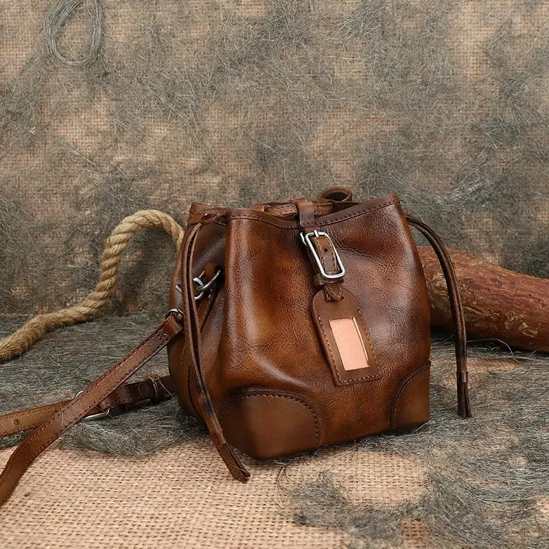Ladies Shoulder Bucket Bag Leather Crossbody Bag For Women