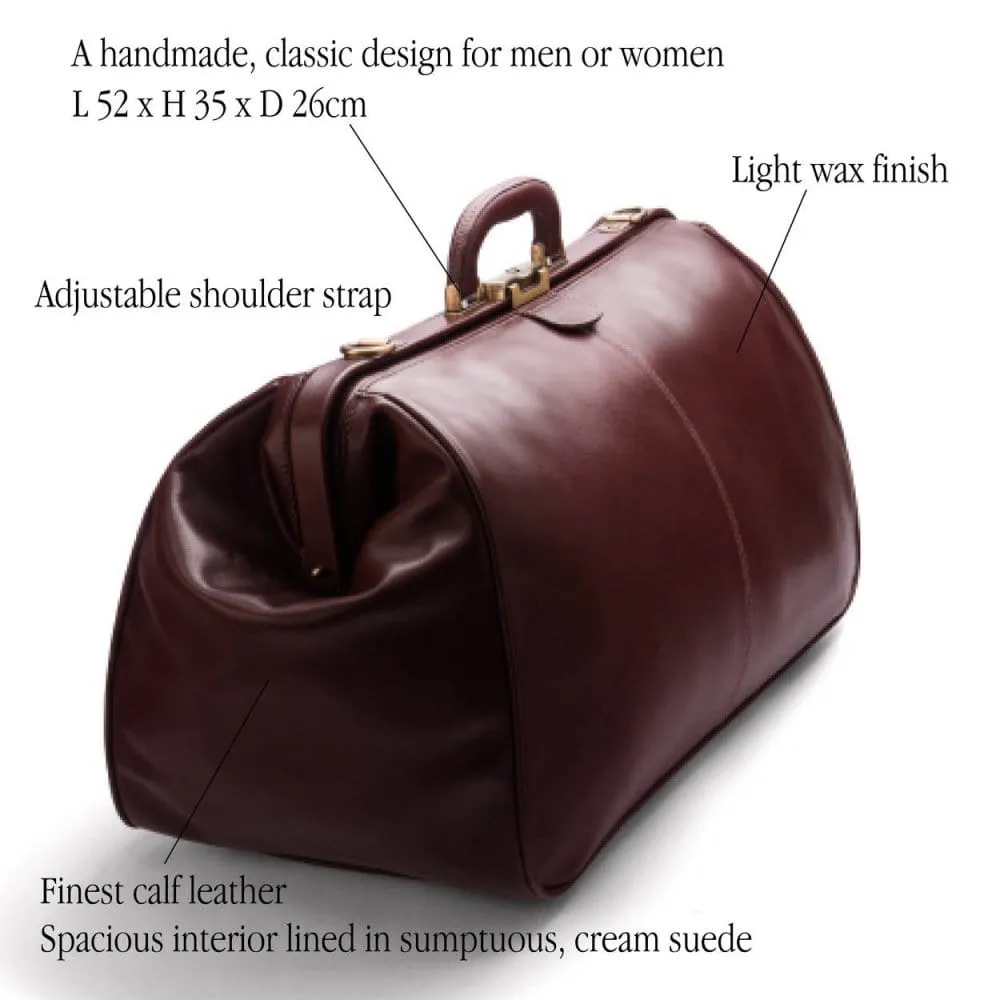 Large Leather Gladstone Holdall - Dark Tan