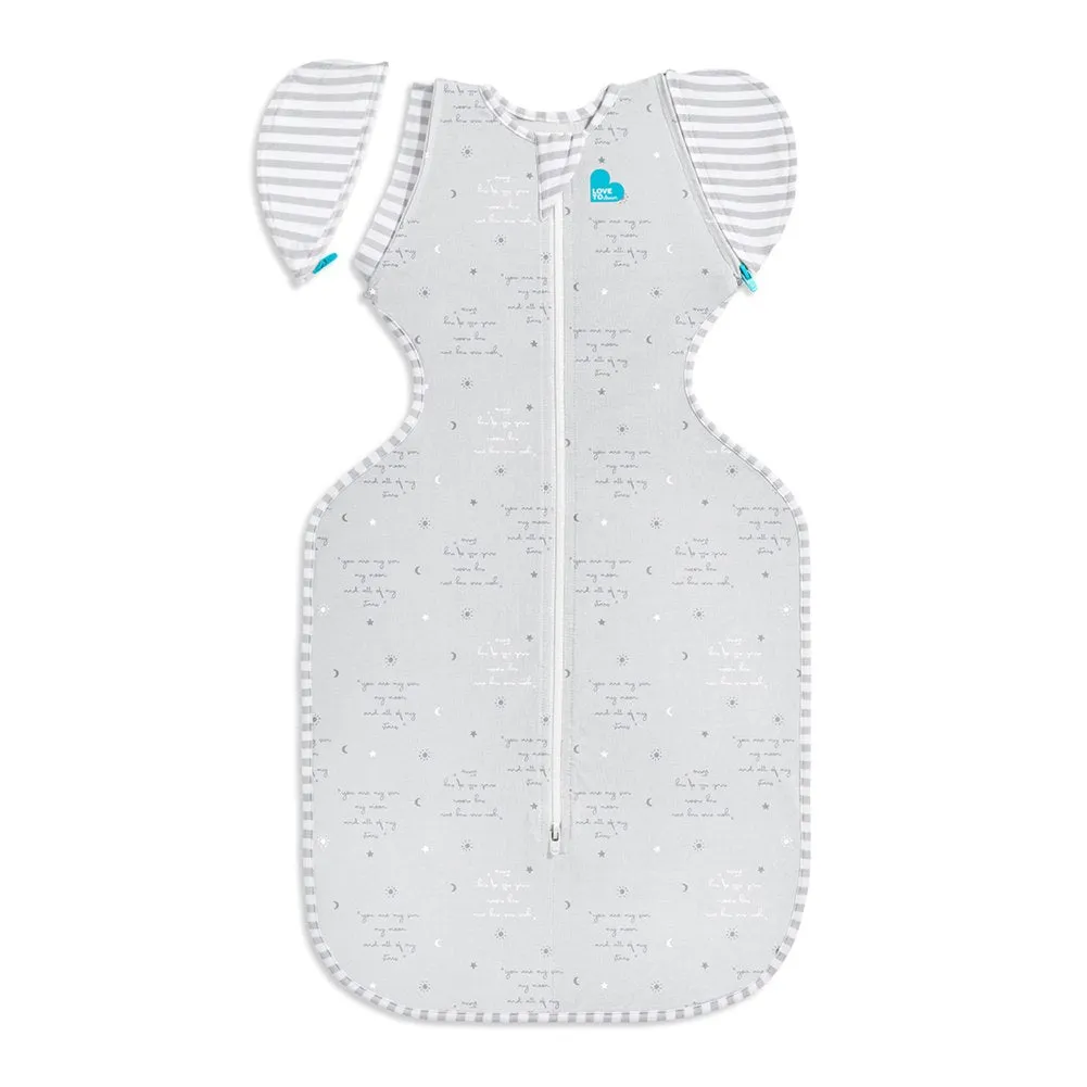 Love To Dream Swaddle UP Transition Bag Lite 0.2 TOG - You Are My in Grey (Large, 18.5-24 lbs)