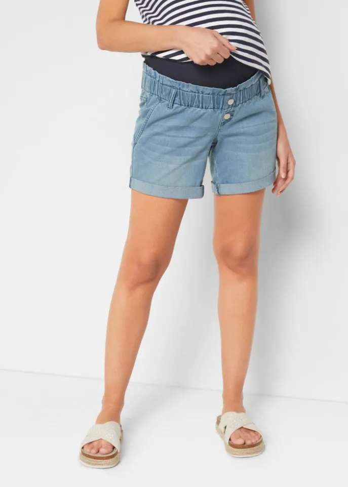 Maternity denim shorts with paper bag Bpc Bonprix Collection, blue