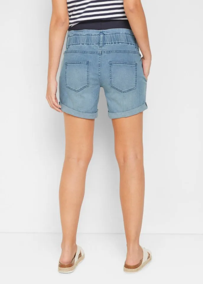 Maternity denim shorts with paper bag Bpc Bonprix Collection, blue