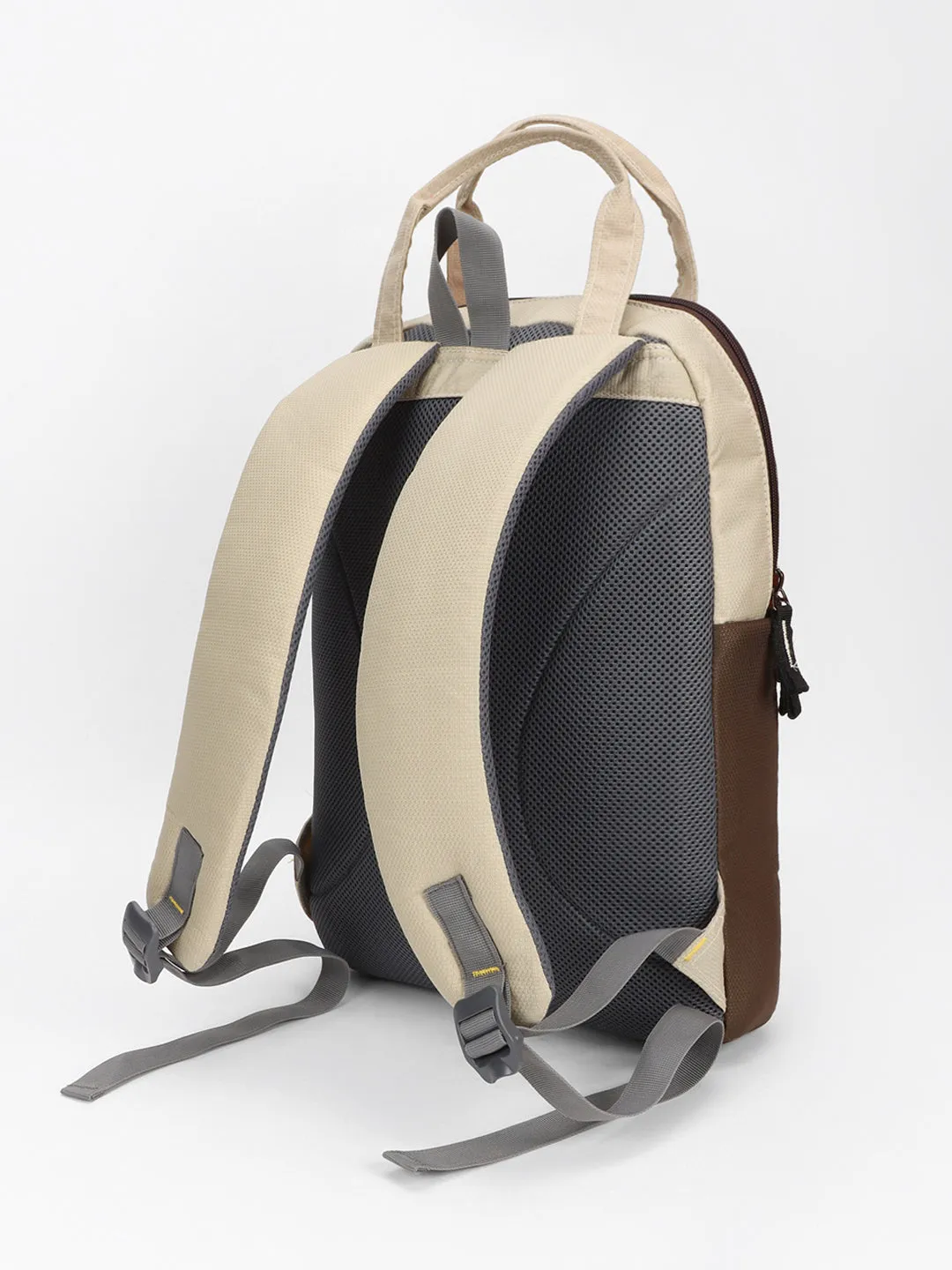 Men's Brown & Cream Travel Backpack with adjustable shoulder strap