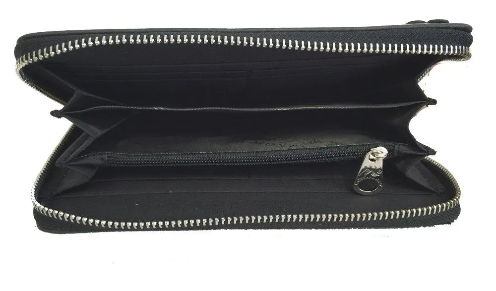 Montana West Concealed Carry Western Tooled Leather Crossbody Purse and Wallet - Black