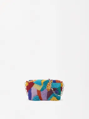 New w Tag PARFOIS embellished sequin and beads Baguette with detachable sling strap.