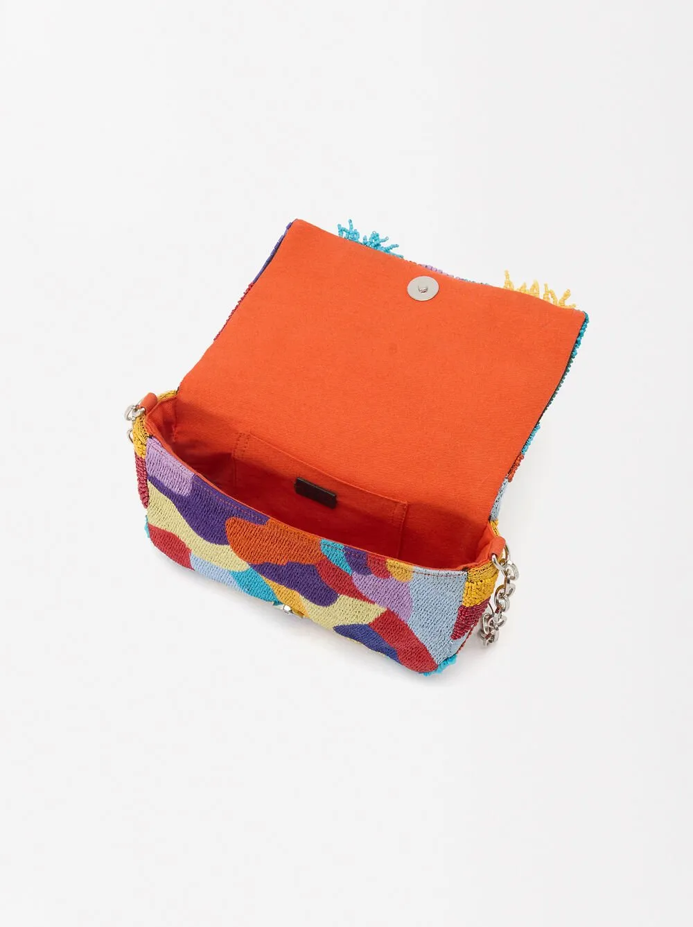 New w Tag PARFOIS embellished sequin and beads Baguette with detachable sling strap.