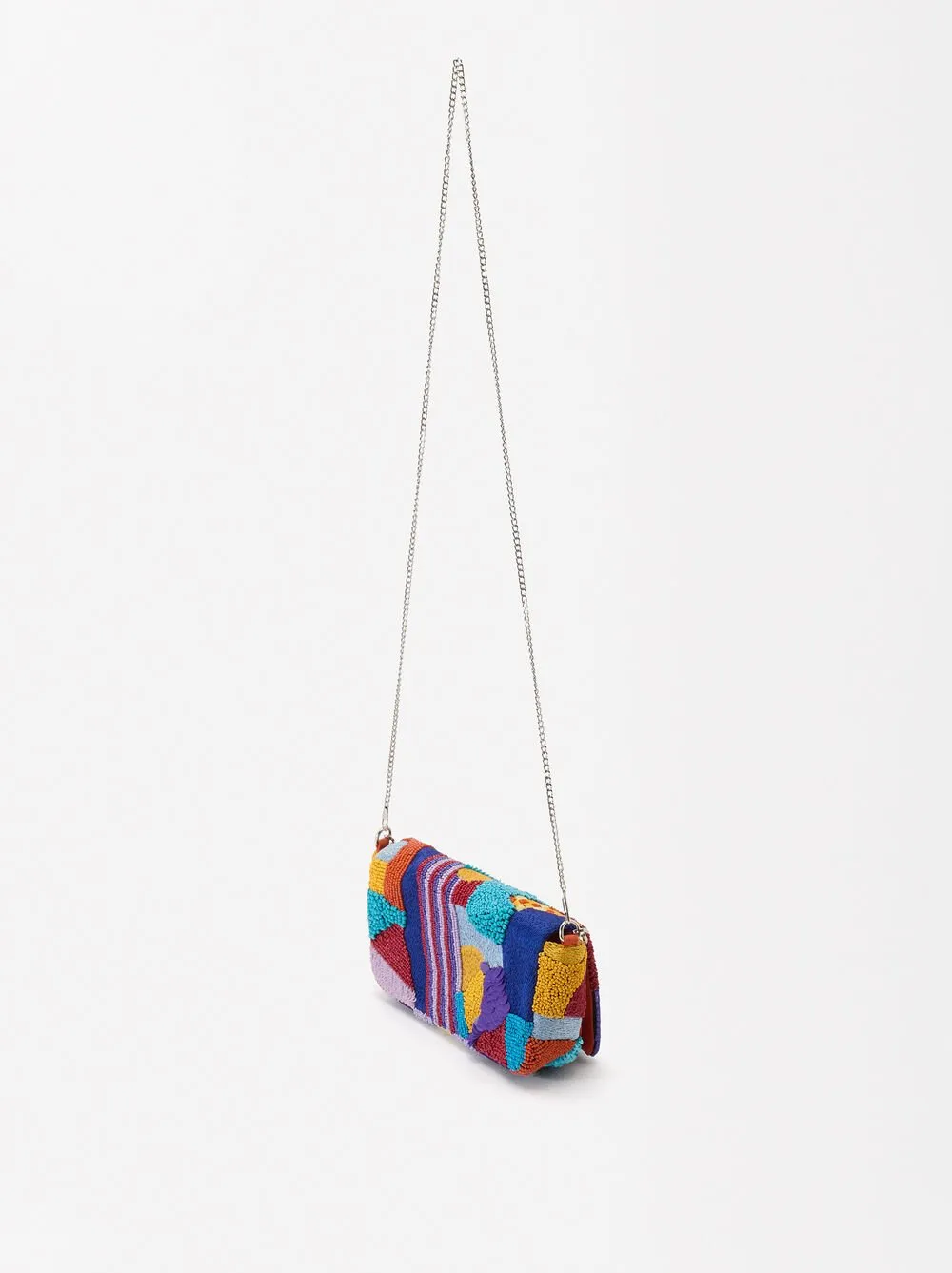 New w Tag PARFOIS embellished sequin and beads Baguette with detachable sling strap.