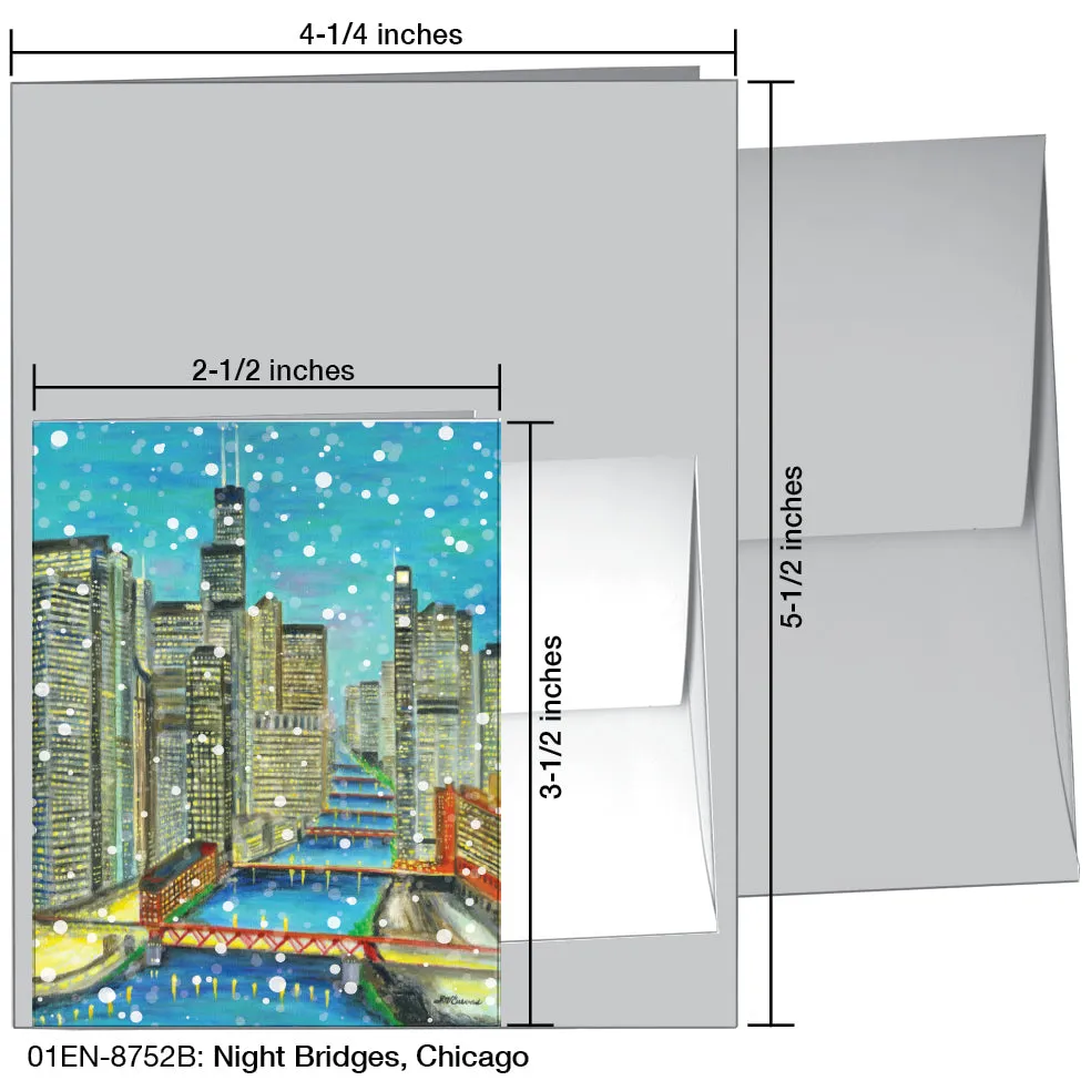 Night Bridges, Chicago, Greeting Card (8752B)