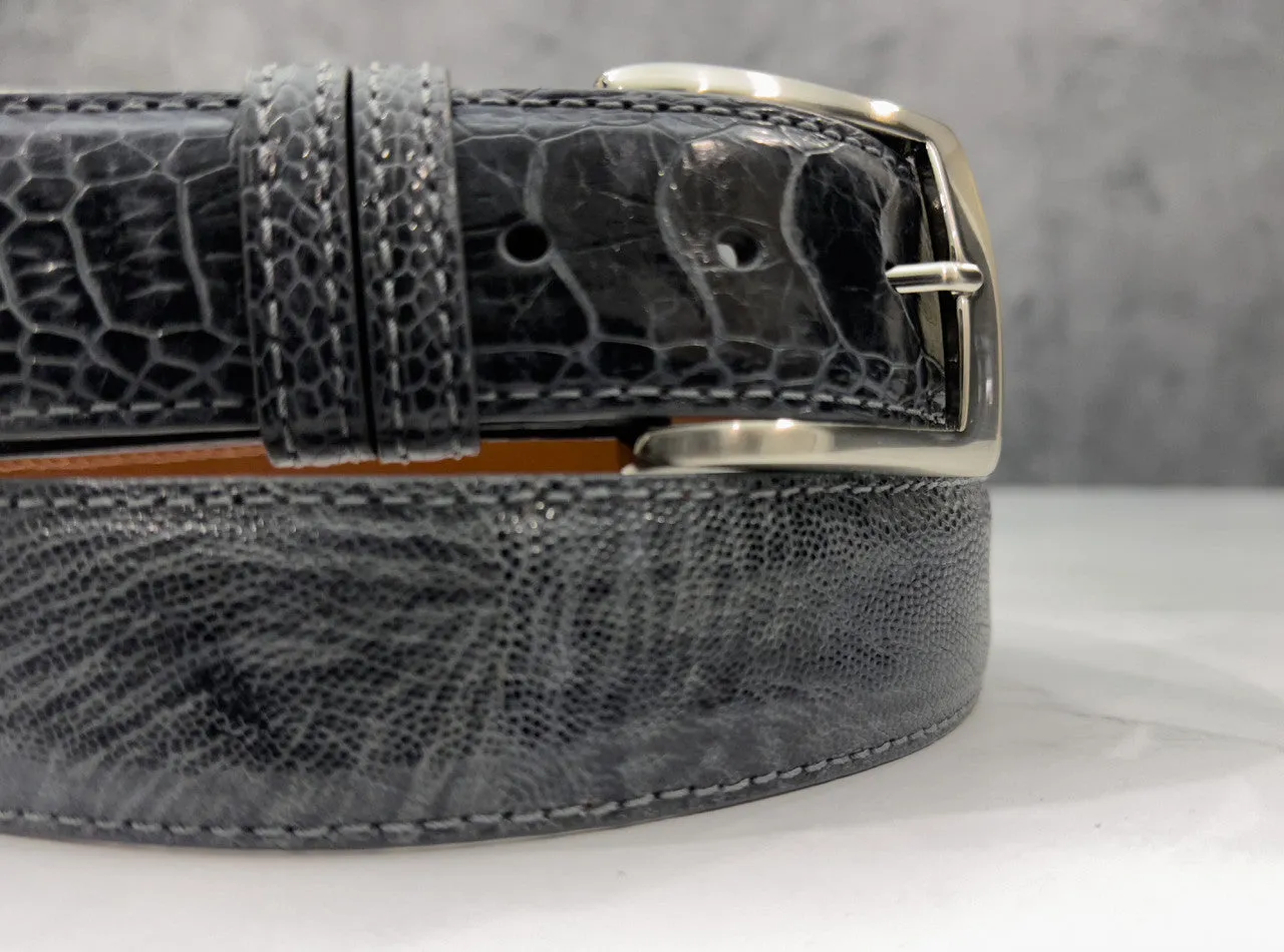 Ostrich Shin Belt: Dark Grey