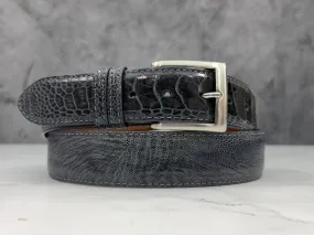 Ostrich Shin Belt: Dark Grey