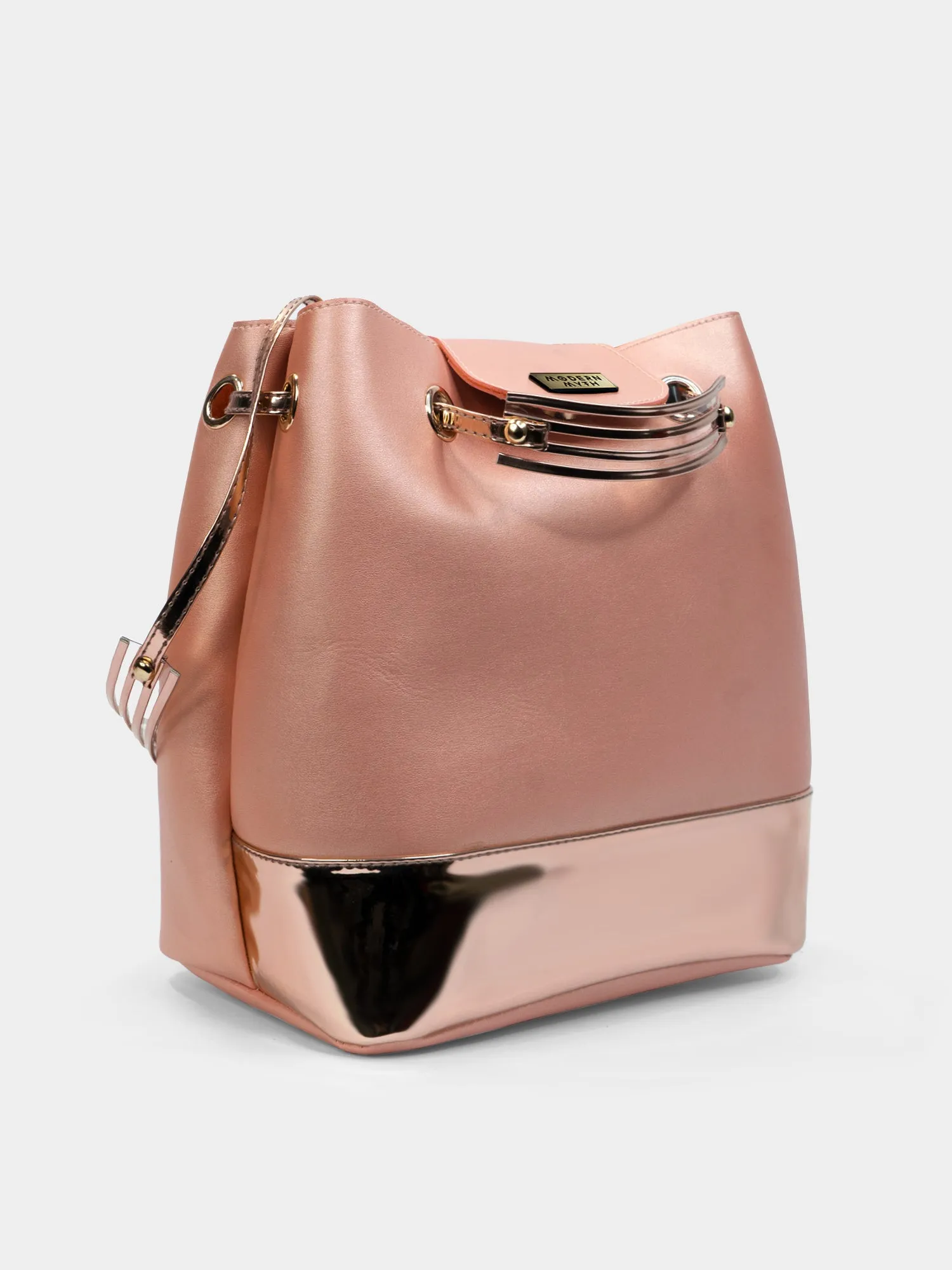Peach & Rosegold Drawstring Bucket Bag | Modern Myth