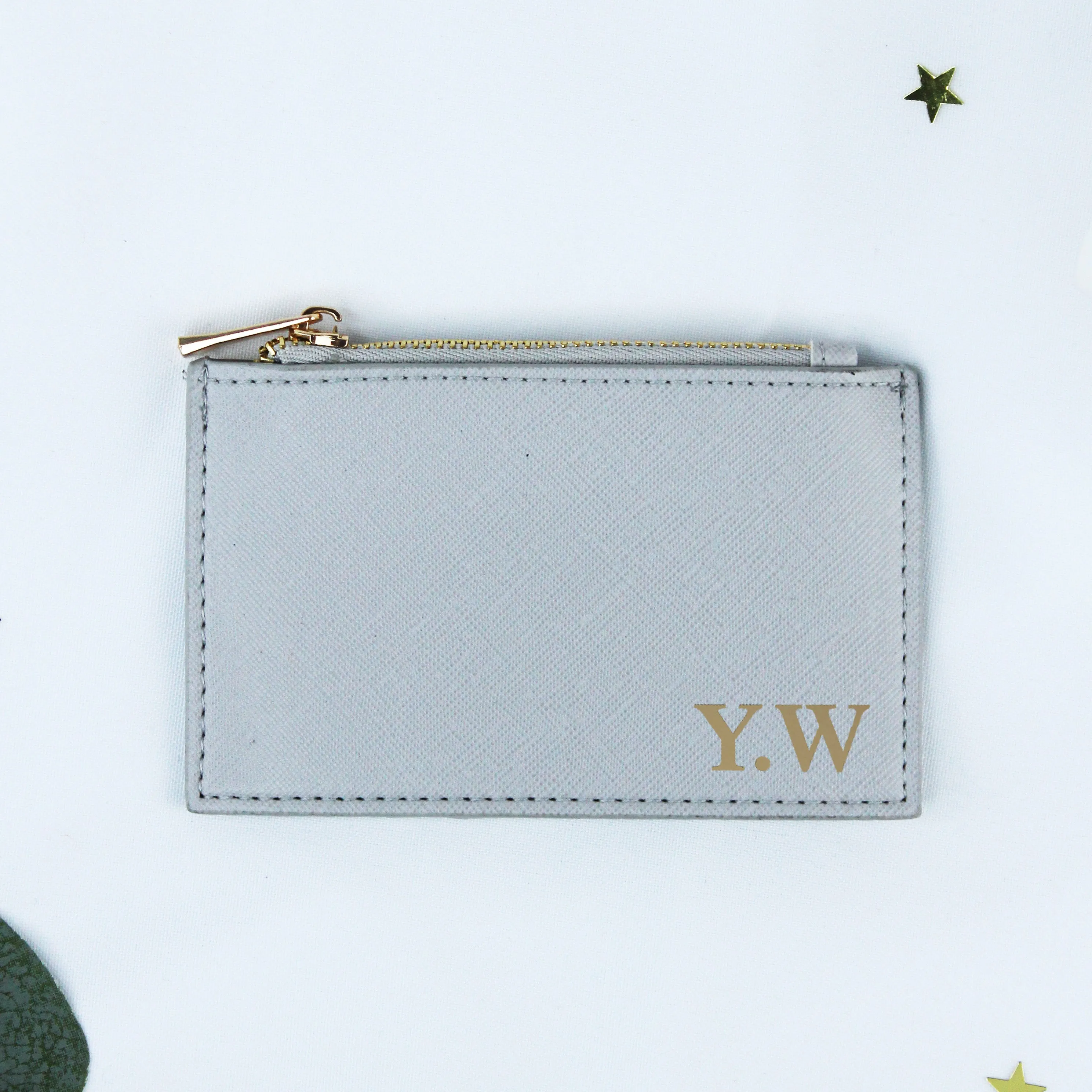 Personalised Monogrammed PU Leather Card Holder Purse - Any Initials
