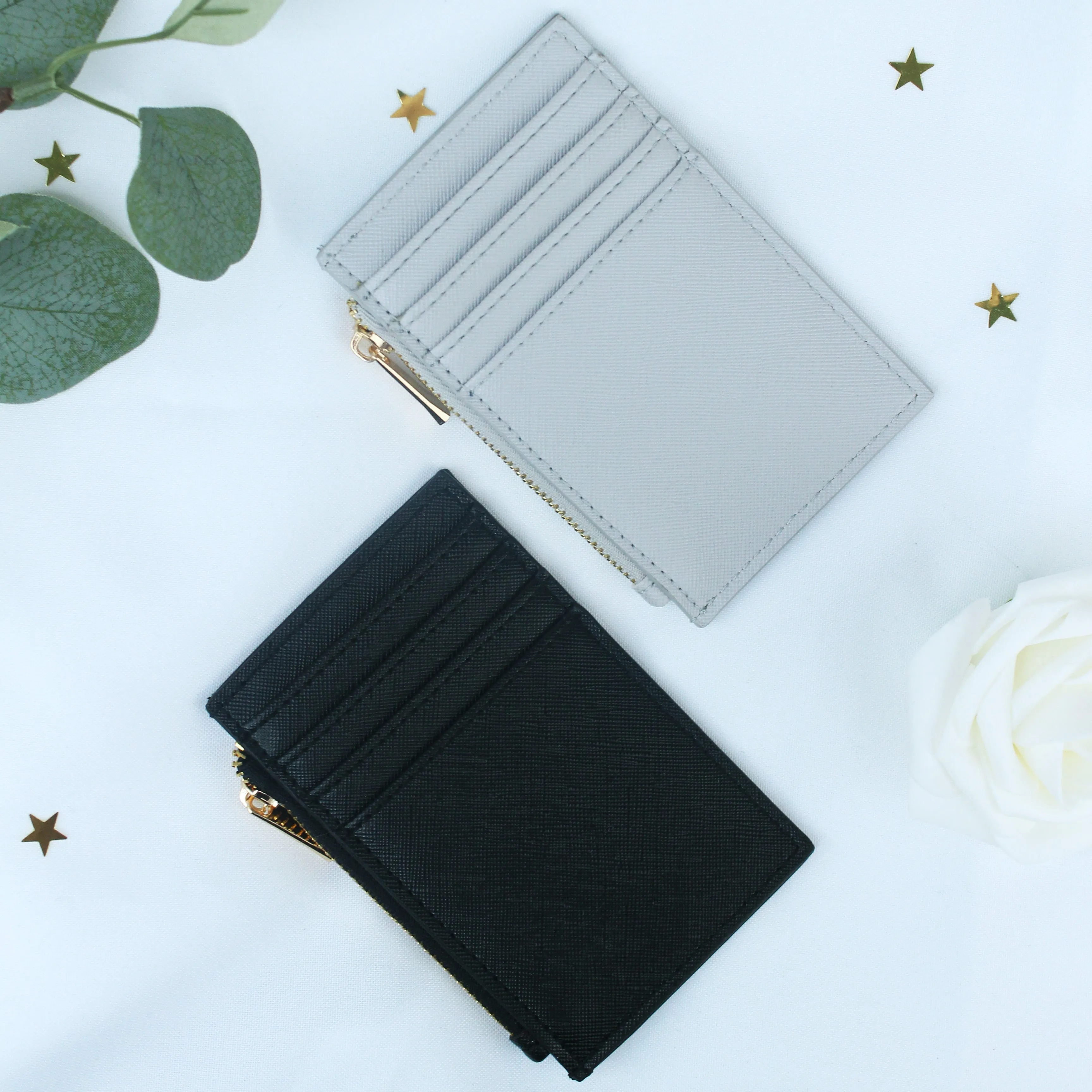 Personalised Monogrammed PU Leather Card Holder Purse - Any Initials