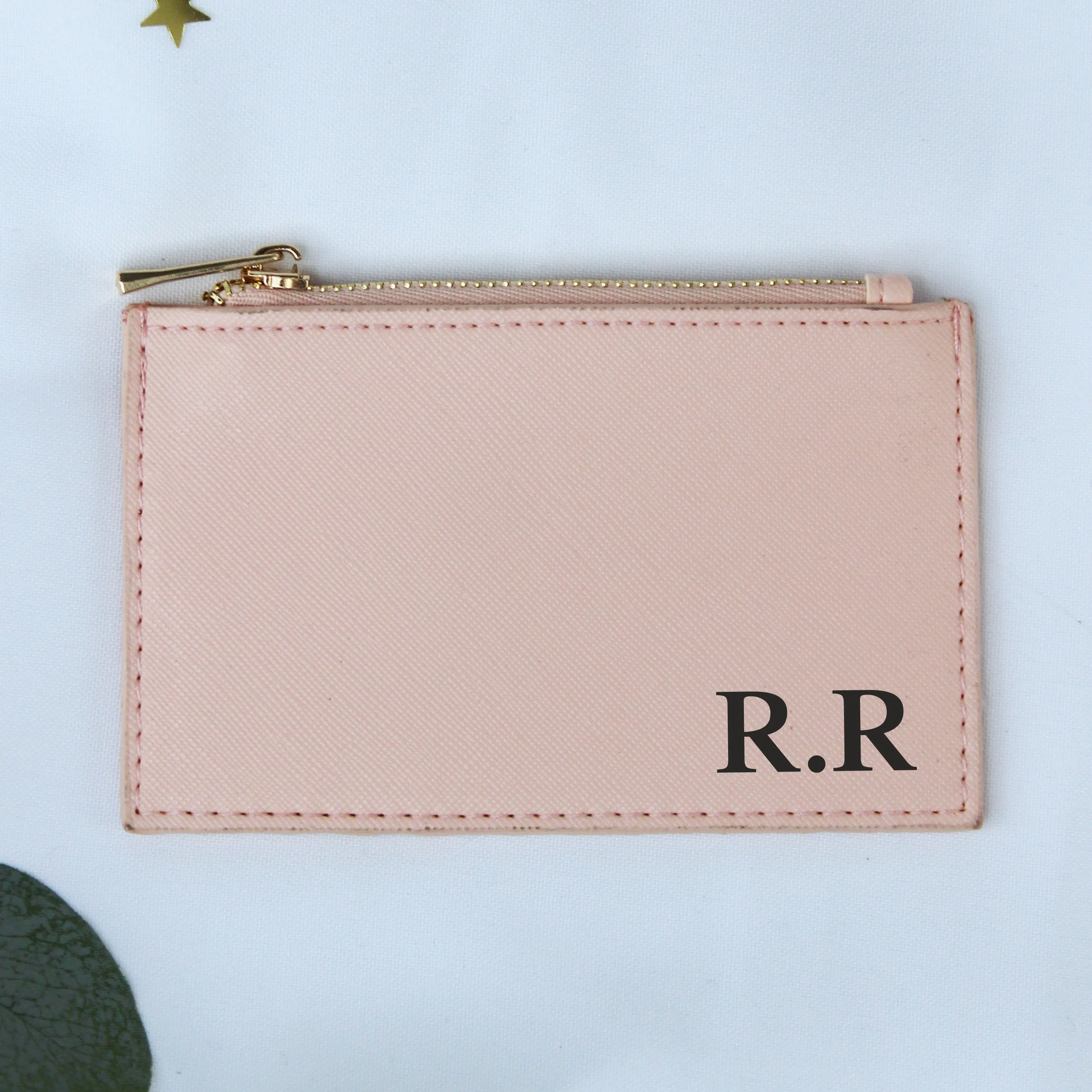 Personalised Monogrammed PU Leather Card Holder Purse - Any Initials