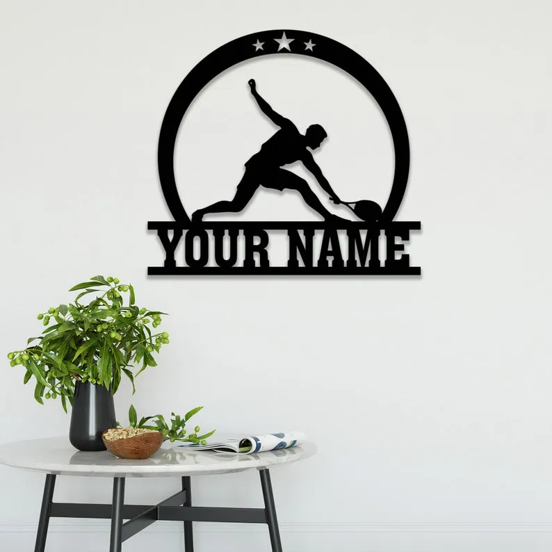 Personalized Male Tennis Star Player Metal Wall Art - Tennis Player Lover Gift - Sport Sign - Birthday Gift