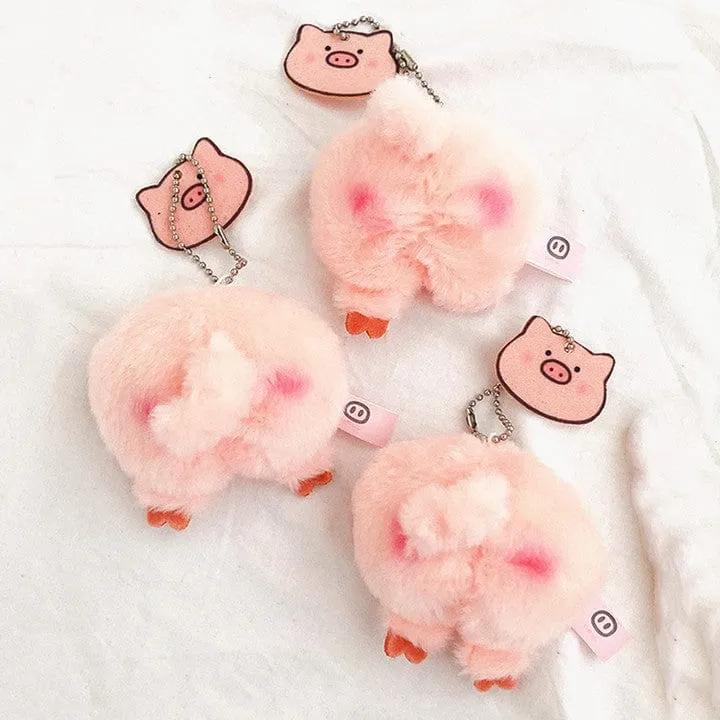 Plush Pig Butt and Face Key Chains Purse Decorations Pin