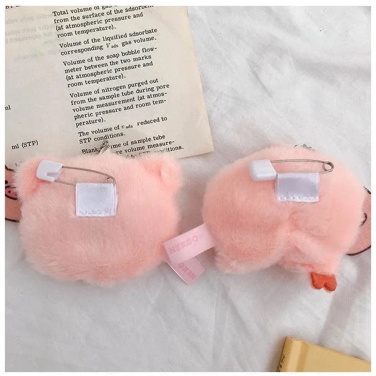 Plush Pig Butt and Face Key Chains Purse Decorations Pin