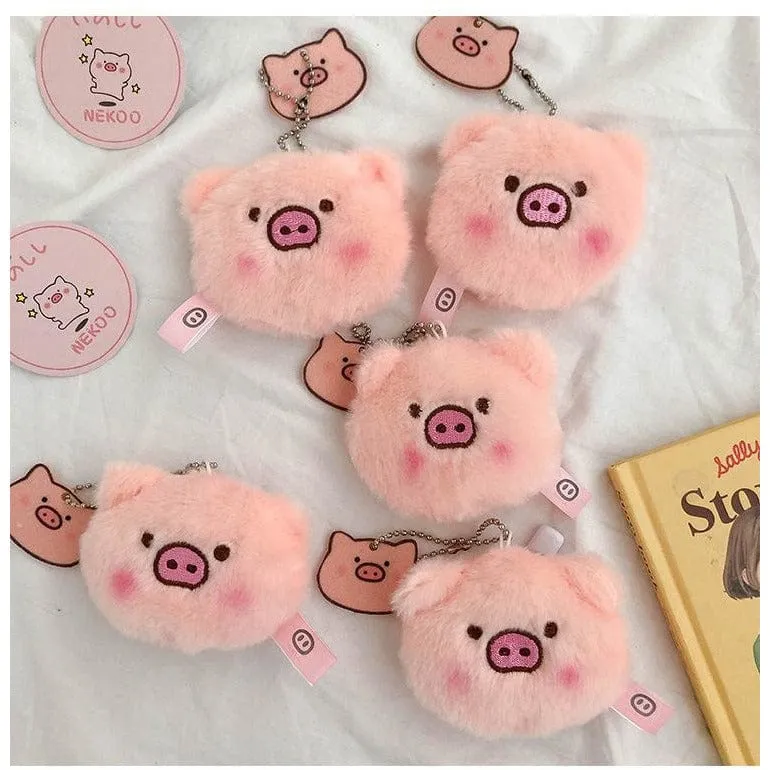 Plush Pig Butt and Face Key Chains Purse Decorations Pin