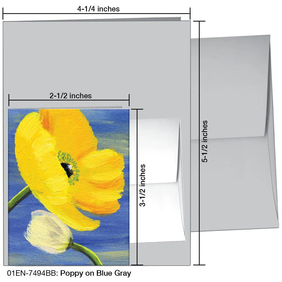 Poppy On Blue Gray, Greeting Card (7494BB)
