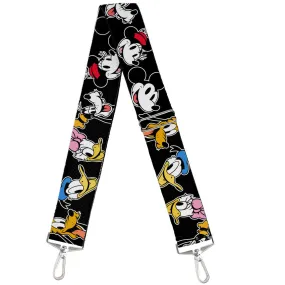 Purse Strap - Disney The Sensational Six Smiling Faces Black
