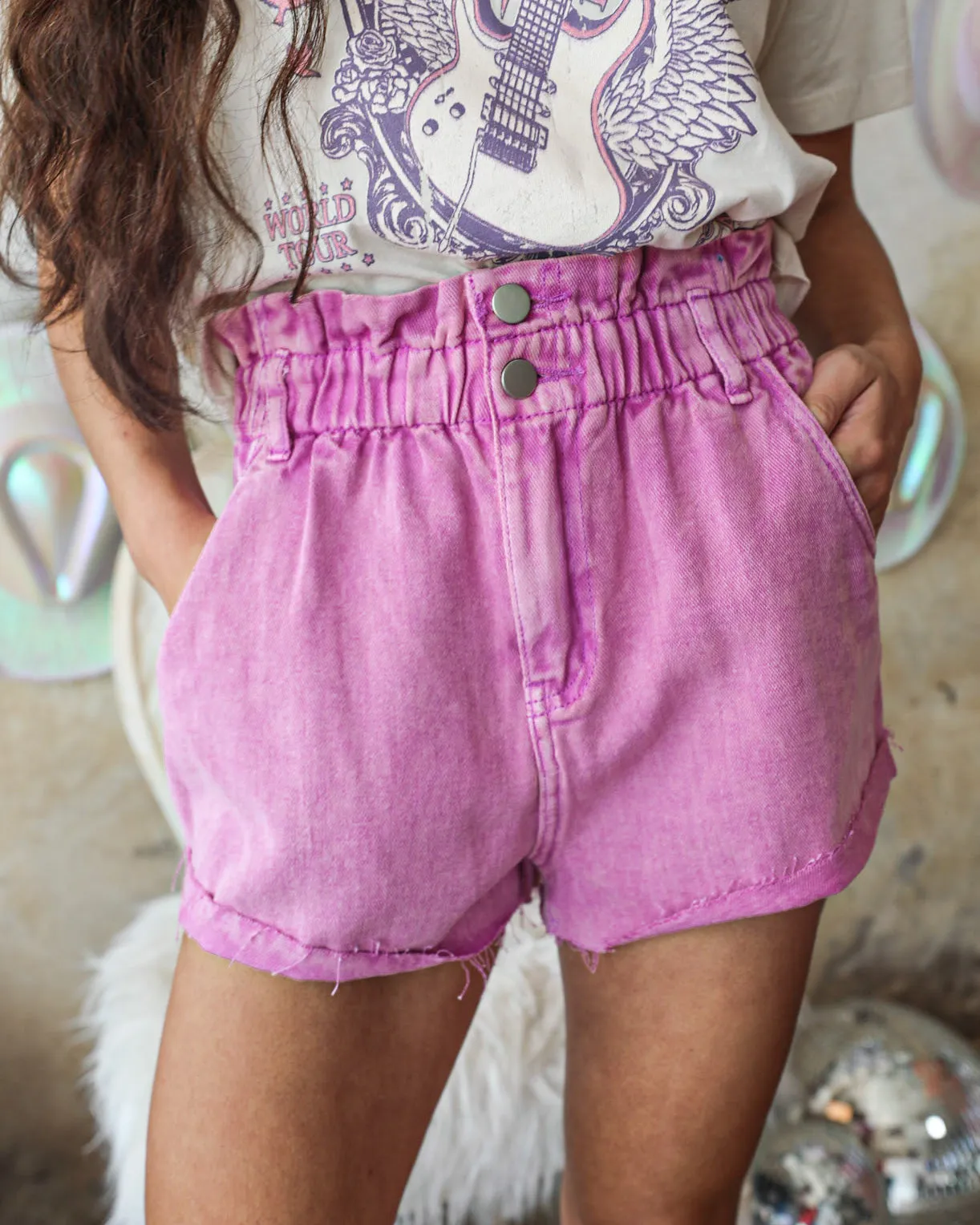"KC" Pollyanna Acai Berry Denim Shorts