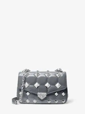 Soho Small Studded Quilted Patent Leather Shoulder Bag