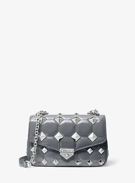 Soho Small Studded Quilted Patent Leather Shoulder Bag