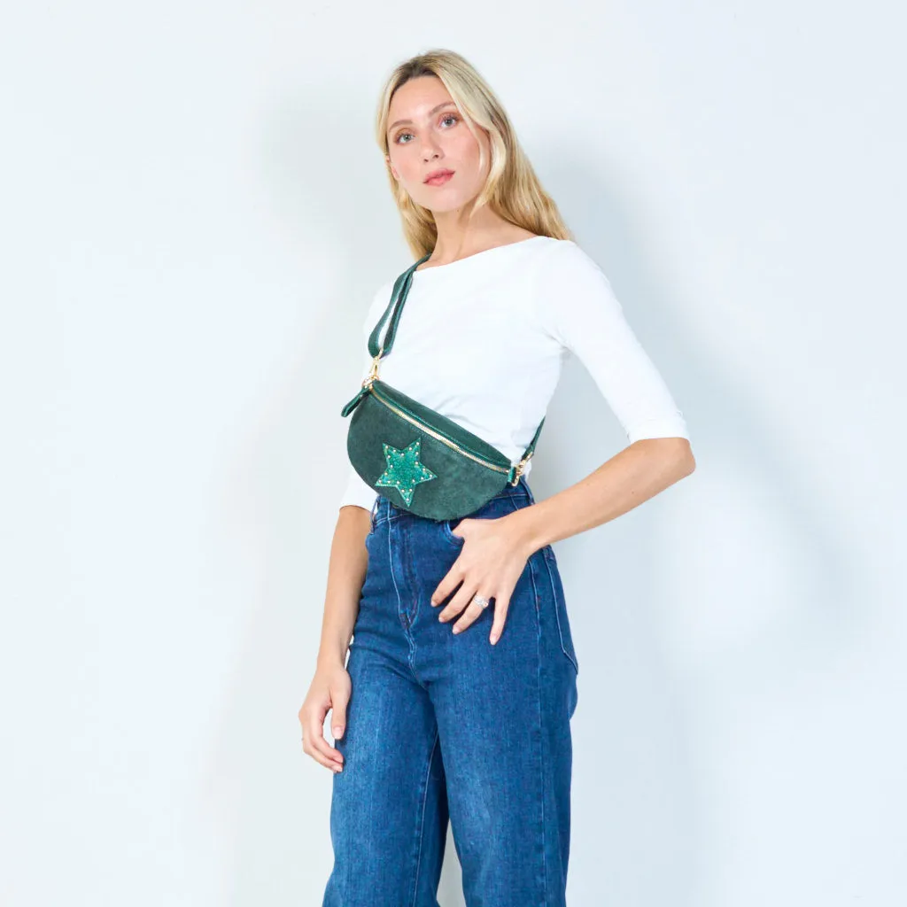Star-studded suede crossbody bag wholesale