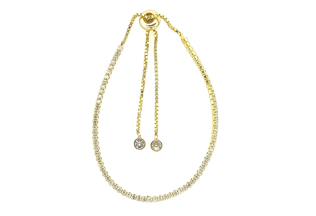 Tennis CZ Bracelet Pull String