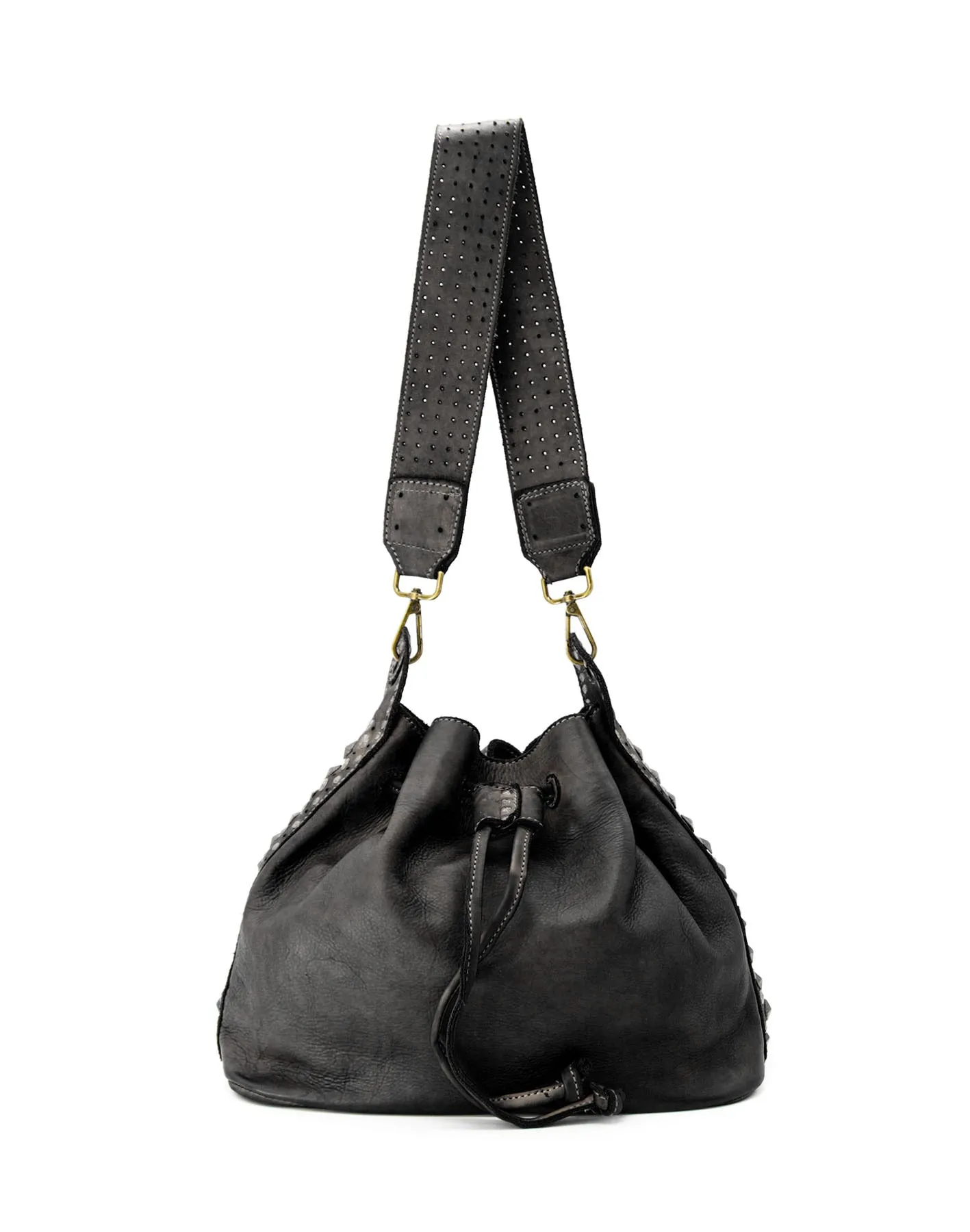 Vintage perforated leather shoulder bag wholesale